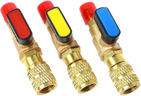 1/4 "ذكر إلى 1/4" أنثى SAE R410A المبردات صمام الكرة المستقيمة شحن التيار المتردد in Kuwait