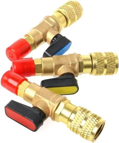 1/4 "ذكر إلى 1/4" أنثى SAE R410A المبردات صمام الكرة المستقيمة شحن التيار المتردد in Kuwait