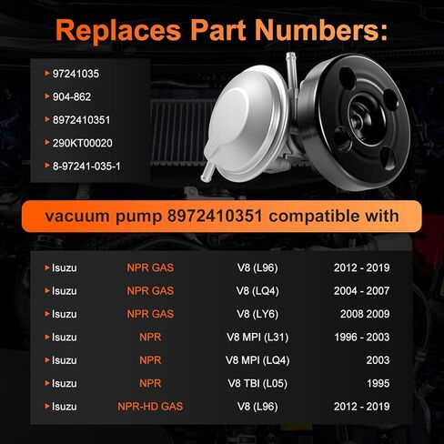 Isuzu Vacuum Pump 8975481860 for Isuzu NPR NQR N-Series I-Series Gas Engines Trucks 2020.5 2021 2022 2023, Replaces Part# 290KT00030 97780770 97548186 Updated Belt-Driven Vacuum Pumps in Saudi Arabia