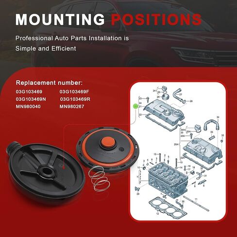03G103469 03G103469R محرك PCV طقم تصليح غطاء الصمام متوافق مع أودي A3 VW جولف جيتا باسات توران سيات سكودا ميتسوبيشي in Saudi Arabia