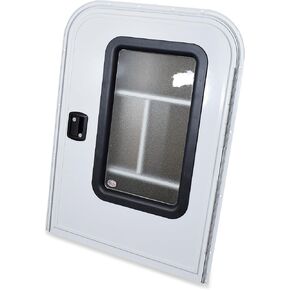 Leisure RV Teardrop 26" x 32" Face Mount Foam Core Passenger Side Door with Radius Corners on Top and Square Bottom with Screen Door (White, 26" w X 32" h Pass Side) in Saudi Arabia