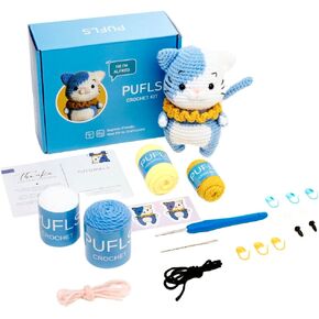 PUFLS Penguin Crochet Kit for Beginners Kids, Beginner Crochet Kit for Adults and Kids with Video Tutorials, Crochet Kits with Mini Crochet Animals, Knitting Kit for Beginners and Cute Crocheting Kit in Saudi Arabia