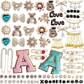 Brooch Pins Safety Pins for Women, 100 PCS Charms for Socks Safety Pin Brooch with Box, Crafts Sweater Shawl Clip Double Gold Waist Pants Extender Fashion Safety Pins (100 PCS) in Saudi Arabia