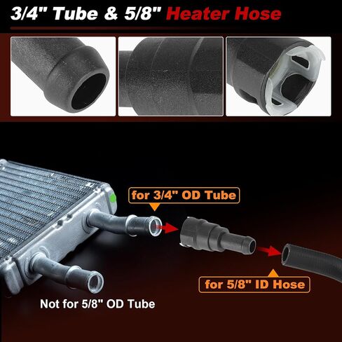 HVAC Heater Hose Connector for Ford Excursion Expedition F150 F250 F350 E150 E250 E350 Econoline Super Duty for Ranger for Lincoln 3/4" Tube & 5/8" Heater Hose 800-404/E69Z18D434B in Saudi Arabia