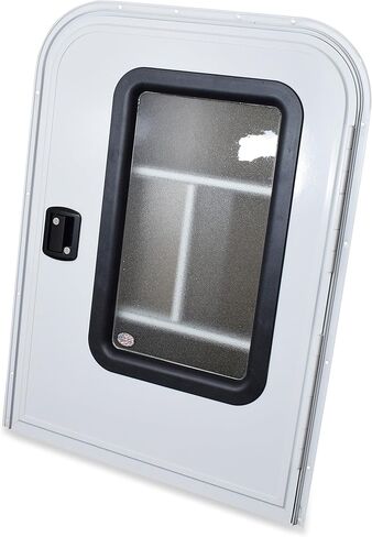 Leisure RV Teardrop 26 بوصة × 32 بوصة باب جانبي للراكب من الفوم مثبت على الوجه مع زوايا نصف قطرية في الأعلى وأسفل مربع مع باب شاشة (أبيض، 26 بوصة عرض × 32 بوصة ارتفاع جانب المرور) in Saudi Arabia