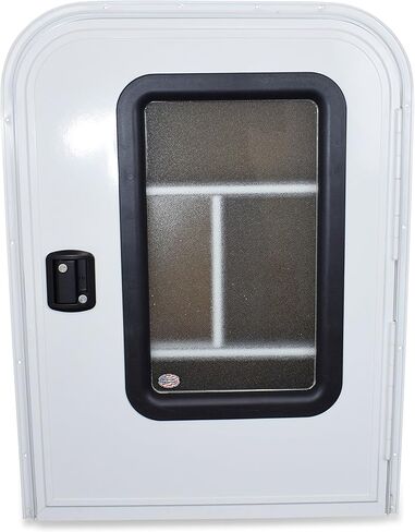Leisure RV Teardrop 26 بوصة × 32 بوصة باب جانبي للراكب من الفوم مثبت على الوجه مع زوايا نصف قطرية في الأعلى وأسفل مربع مع باب شاشة (أبيض، 26 بوصة عرض × 32 بوصة ارتفاع جانب المرور) in Saudi Arabia