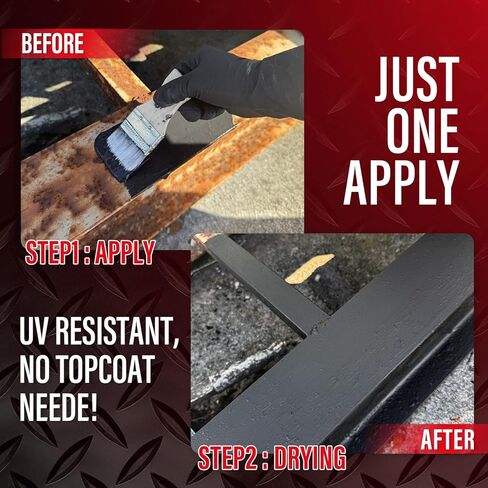 2-in-1 Rust Conveter Automotive & Metal Primer Black, Ultra Heat-Stable Rust Reformer & Rust Encapsulator Paint for Car, Trailer, Chassis, Ultra Protective Rust Neutralizer with Maximum Long-Term Protection, Permanently Stops Rust & Corrosion, Matte Black in Kuwait