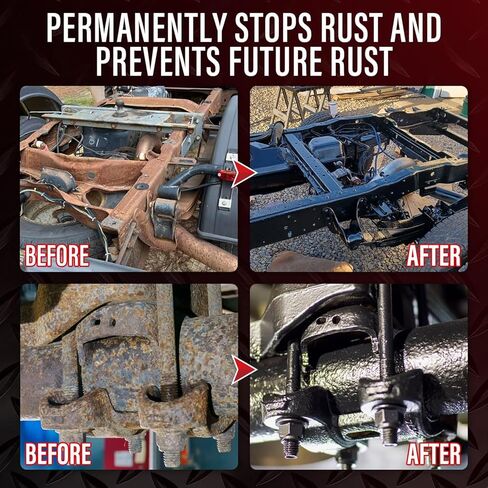 2-in-1 Rust Conveter Automotive & Metal Primer Black, Ultra Heat-Stable Rust Reformer & Rust Encapsulator Paint for Car, Trailer, Chassis, Ultra Protective Rust Neutralizer with Maximum Long-Term Protection, Permanently Stops Rust & Corrosion, Matte Black in Kuwait