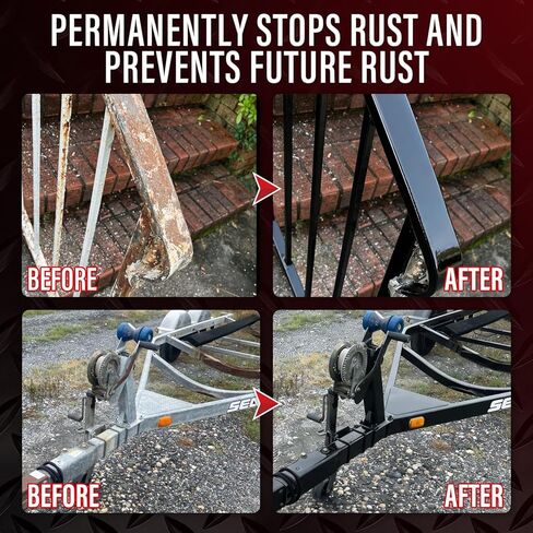 2-in-1 Rust Conveter Automotive & Metal Primer Black, Ultra Heat-Stable Rust Reformer & Rust Encapsulator Paint for Car, Trailer, Chassis, Ultra Protective Rust Neutralizer with Maximum Long-Term Protection, Permanently Stops Rust & Corrosion, Matte Black in Kuwait