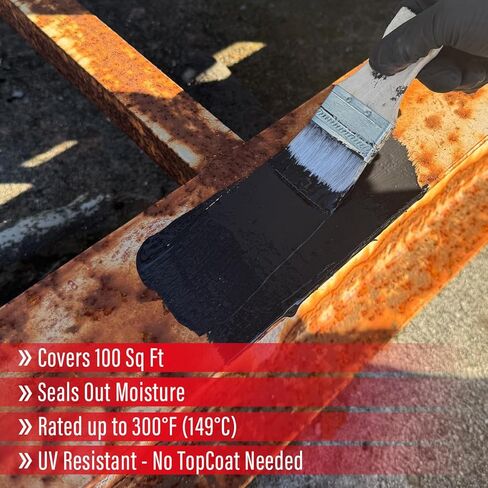 2-in-1 Rust Conveter Automotive & Metal Primer Black, Ultra Heat-Stable Rust Reformer & Rust Encapsulator Paint for Car, Trailer, Chassis, Ultra Protective Rust Neutralizer with Maximum Long-Term Protection, Permanently Stops Rust & Corrosion, Matte Black in Kuwait