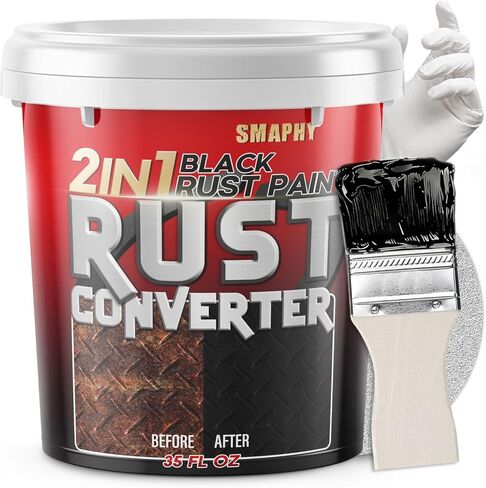 2-in-1 Rust Conveter Automotive & Metal Primer Black, Ultra Heat-Stable Rust Reformer & Rust Encapsulator Paint for Car, Trailer, Chassis, Ultra Protective Rust Neutralizer with Maximum Long-Term Protection, Permanently Stops Rust & Corrosion, Matte Black in Kuwait