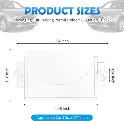 Acrylic Car Parking Permit Holder with Suction Cups,Transparent Parking Pass Holder for Car Windshield Curved Design to Present Parkings Permit,Universal Cars Windshield Sticker Holders in Saudi Arabia