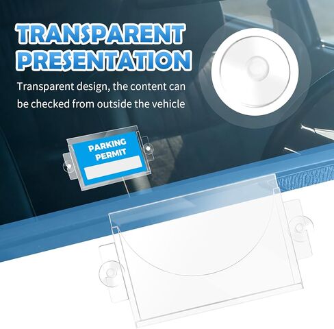 Acrylic Car Parking Permit Holder with Suction Cups,Transparent Parking Pass Holder for Car Windshield Curved Design to Present Parkings Permit,Universal Cars Windshield Sticker Holders in Saudi Arabia