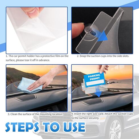 Acrylic Car Parking Permit Holder with Suction Cups,Transparent Parking Pass Holder for Car Windshield Curved Design to Present Parkings Permit,Universal Cars Windshield Sticker Holders in Saudi Arabia