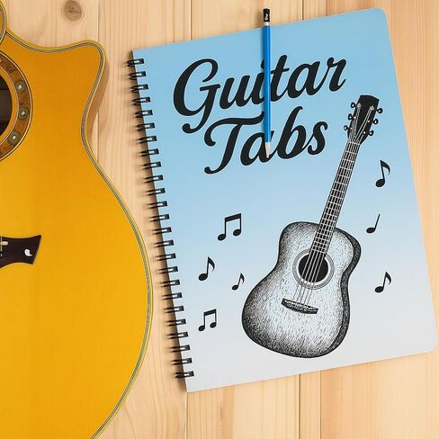 Guitar Tab Notebook with Blank Sheet Music Pages, Spiral Bound Guitar Tablature Book and Music Composition Journal for Songwriting & Practice, A4 (11.2" x 8.3") in Saudi Arabia