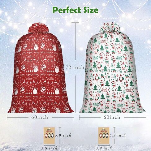 Christmas Bike Gift Bags 2 Pack, 72"x60" Giant Huge Gift Bag, Extra Large Christmas Gift Bags for Presents, Bicycle (Red & White) in Saudi Arabia
