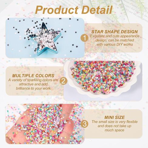 uxcell 1.94oz(55g) Star Glitter Confetti, 3mm Art Craft Glitter Holographic Sequins Table Confetti Laser Sequins for Crafts DIY Nail and Party Wedding Festival Decoration, Solid White in Saudi Arabia