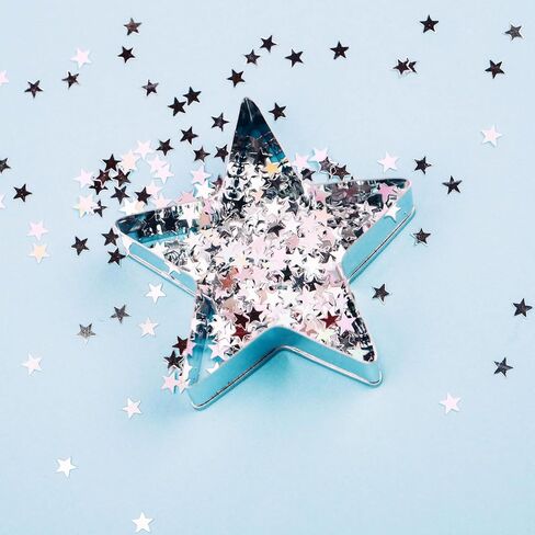 uxcell 1.94oz(55g) Star Glitter Confetti, 3mm Art Craft Glitter Holographic Sequins Table Confetti Laser Sequins for Crafts DIY Nail and Party Wedding Festival Decoration, Solid White in Saudi Arabia