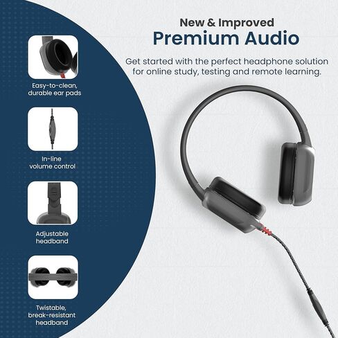 Brenthaven Rugged 2 Wired Headphones No Mic | USB C - Long Tangle Free Chew-Proof Cord - Reliable Drop Tested and Comfortable for Kids K-12 Students Classroom and School Use - Gray in Kuwait
