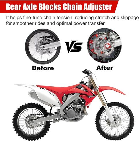 PSLER 2pcs Chain Tensioner Adjuster -CNC Rear Axle Blocks Chain Adjuster for Precise Alignment and Smooth Riding, Compatible with CRF50F CRF100F CRF110F XR50R XR100 Dirt Bike Replace 95014-10010 in Saudi Arabia