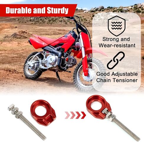 PSLER 2pcs Chain Tensioner Adjuster -CNC Rear Axle Blocks Chain Adjuster for Precise Alignment and Smooth Riding, Compatible with CRF50F CRF100F CRF110F XR50R XR100 Dirt Bike Replace 95014-10010 in Saudi Arabia