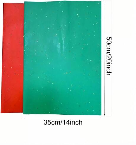 GOHOY 100 Sheets Christmas Glitter Tissue Paper -20x14 Inch, Sparkling Red Green Wrap Tissue Paper for Gift Bags,Christmas Party Decor,Packaging,Crafts Treats in Saudi Arabia