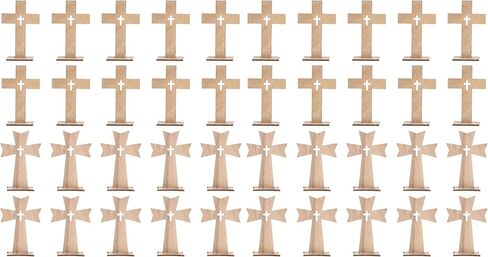 20 Sets Wooden Crosses for Crafts, Unfinished Wooden Cross Ornaments, Small Baptism Decoration, Baby Supplies in Kuwait