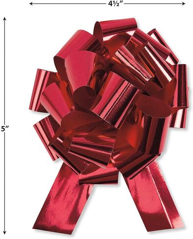 Current Metallic Christmas Pull Bows Value Pack, 5" Pull Bows- Set of 12, Makes Bows with Tie-On Ribbon, Easy Flat Storage, 4 Each of Red, Green & Silver Foil Holiday Gift Wrap in Saudi Arabia