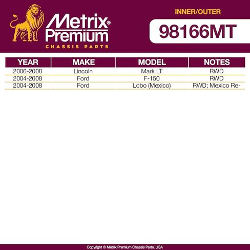 طقم نهاية قضيب الربط الداخلي والخارجي 4 قطع من Metrix Premium ES3488، ES3609 يناسب 02-06 شيفروليه أفالانش 2500، 01-13 سوبربان 2500، 16-19 سوبربان 3500 HD، 07 سيلفرادو 1500 HD كلاسيك، 06 سيلفرادو 3500 in Kuwait