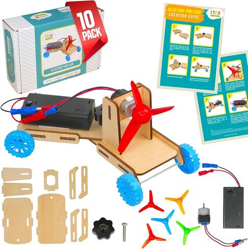 Rubber Band Propeller Car Kit, 10 Pack, DIY STEM Project for Kids in Kuwait