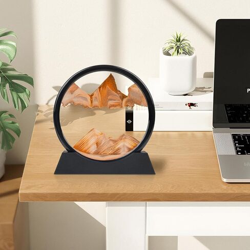Sand Art Liquid Motion Decor - 7 Inch Blue Desk Moving Sand Art, 3D Deep Sea Flowing Dynamic Sandscape for Relaxing Desktop, Office in Saudi Arabia