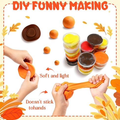 20 قطعة من طين النمذجة DIY طقم ديك رومي، طين جاف بالهواء لعيد الشكر، حرف يدوية لعيد الشكر وحفلات الخريف، ديكور للعطلات في الأماكن المغلقة والمفتوحة in Kuwait