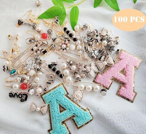 Brooch Pins Safety Pins for Women, 100 PCS Charms for Socks Safety Pin Brooch with Box, Crafts Sweater Shawl Clip Double Gold Waist Pants Extender Fashion Safety Pins (100 PCS) in Saudi Arabia