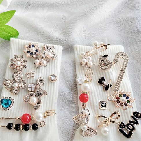Brooch Pins Safety Pins for Women, 100 PCS Charms for Socks Safety Pin Brooch with Box, Crafts Sweater Shawl Clip Double Gold Waist Pants Extender Fashion Safety Pins (100 PCS) in Saudi Arabia