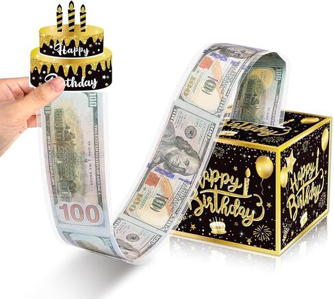 Mivofun Christmas Money Box for Cash Gift Pull, Surprise Gifts Box for Cash, Money Holder with 30Pcs Transparent Bags, Pull Out Xmas Card Funny Party DIY Set(Xmas-Red) in Kuwait