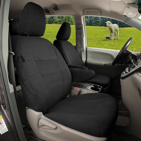coverdream Custom Fit Sienna Car Seat Covers for Toyota Sienna L 2011 2012 2013 2014 2015 2016 2017 2018 2019 2020- Three Row,Polyester Auto Seat Covers(Full Set,Black) in Kuwait