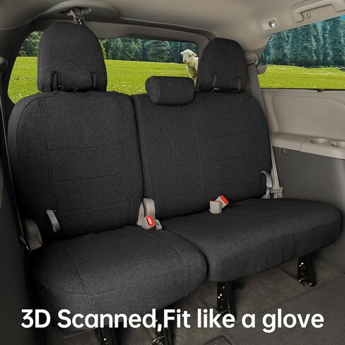 coverdream Custom Fit Sienna Car Seat Covers for Toyota Sienna L 2011 2012 2013 2014 2015 2016 2017 2018 2019 2020- Three Row,Polyester Auto Seat Covers(Full Set,Black) in Kuwait