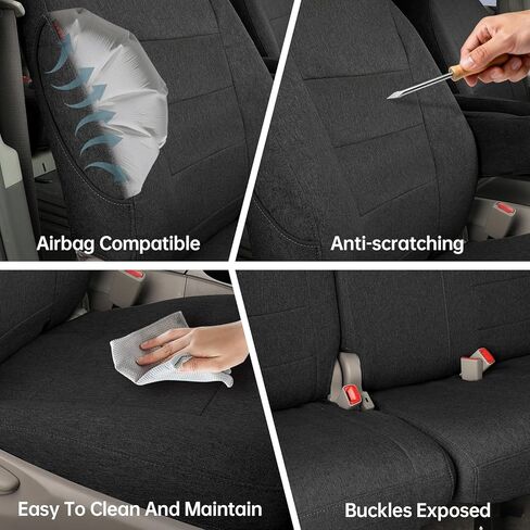 coverdream Custom Fit Sienna Car Seat Covers for Toyota Sienna L 2011 2012 2013 2014 2015 2016 2017 2018 2019 2020- Three Row,Polyester Auto Seat Covers(Full Set,Black) in Kuwait