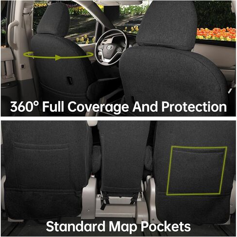 coverdream Custom Fit Sienna Car Seat Covers for Toyota Sienna L 2011 2012 2013 2014 2015 2016 2017 2018 2019 2020- Three Row,Polyester Auto Seat Covers(Full Set,Black) in Kuwait