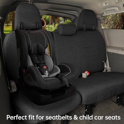 coverdream Custom Fit Sienna Car Seat Covers for Toyota Sienna L 2011 2012 2013 2014 2015 2016 2017 2018 2019 2020- Three Row,Polyester Auto Seat Covers(Full Set,Black) in Kuwait