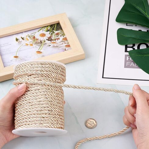 98Ft 5mm Twisted Silk Rope Cord Soft Twine Rope Satin Luster Cord Trim Braided Nylon String for Home Christmas Decor Crafts Curtain Tieback Upholstery Bag Drawstrings Graduation Cord in Saudi Arabia