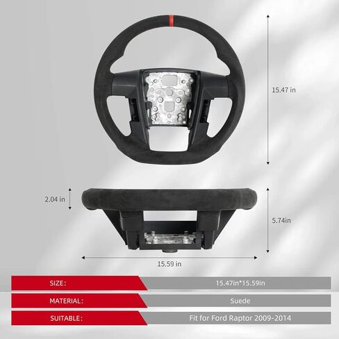 عجلة قيادة مصنوعة يدويًا من الجلد السويدي المسطح لسيارة Ford F150 2009-2014، قبضة مريحة مضادة للانزلاق مع أخاديد الأصابع ترقية رياضية (ليست مواصفات المجداف) in Kuwait