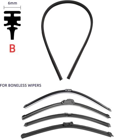Car Wiper Rubber Refill Blade Windshield Wiper Insert Strip Generic Replacement 30cm To 80cm Fit All Types Fit for(Types B (6mm),22Inches 550mm) in Kuwait
