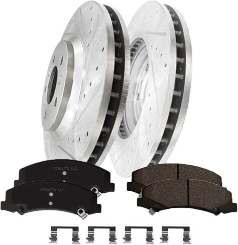 PM Auto Set of 6 Front Drilled Slotted Brake Disc Rotors 303mm-Ceramic Brake Pad Kit Fits Replacement For 2006 2007 Chevrolet Monte Carlo in Saudi Arabia