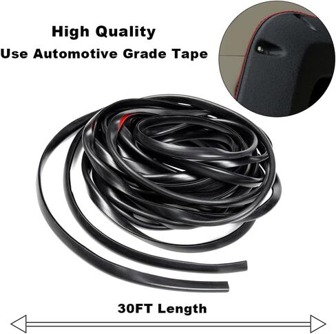 ALLGOOD Universal Fender Flares Edge Trim, Rubber Seal for Car and Truck Wheel Wells, Rubber Gasket for Fender Flare, Bonds w/ 3M Automotive-Grade Adhesive Tape, 30ft Wiper Style Trim Black in Saudi Arabia
