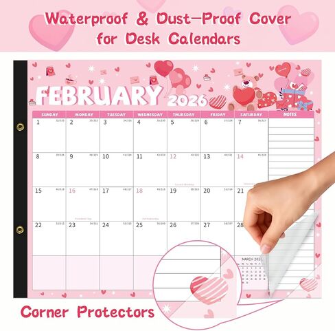 Desk Calendar 2025-2026 , Large 22x17 Desk Pad Calendar from Oct 2025 to Dec 2026, Academic Planner with Cute Monthly Cartoon Themes, Waterproof Cover & Corner Protectors for Home, Office, School in Saudi Arabia