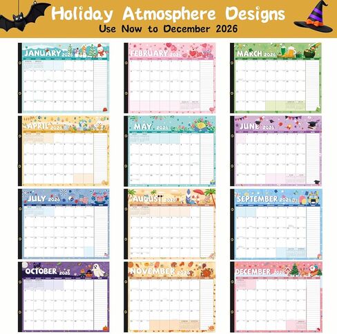 Desk Calendar 2025-2026 , Large 22x17 Desk Pad Calendar from Oct 2025 to Dec 2026, Academic Planner with Cute Monthly Cartoon Themes, Waterproof Cover & Corner Protectors for Home, Office, School in Saudi Arabia
