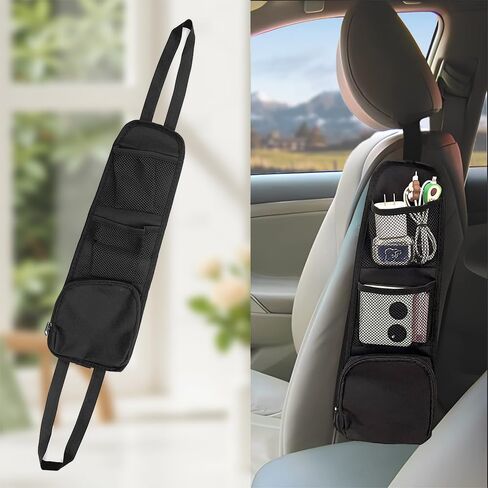 Car Seat Storage Hanging Bag, Black, Multi-Pocket Organizer, Waterproof, Suitable for Cars, SUVs, Trucks, Holds Phones & Wallets in Saudi Arabia
