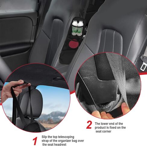 Car Seat Storage Hanging Bag, Black, Multi-Pocket Organizer, Waterproof, Suitable for Cars, SUVs, Trucks, Holds Phones & Wallets in Saudi Arabia