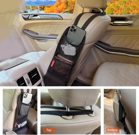 Car Seat Storage Hanging Bag, Black, Multi-Pocket Organizer, Waterproof, Suitable for Cars, SUVs, Trucks, Holds Phones & Wallets in Saudi Arabia